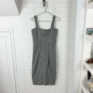Capulet Lola Bustier Gingham Fitted Black White Midi Dress Size XS